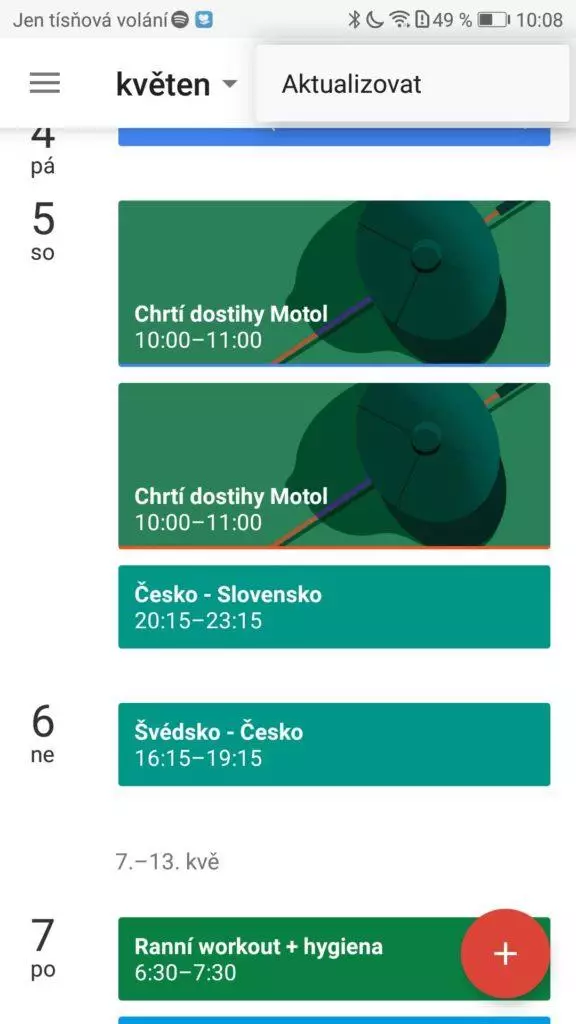 MS v hokeji 2018 Google kalendar Android 1