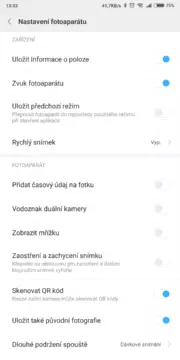 Nastavení fotoaparátu na Xiaomi mi MIx 2s nabizi ale i hodne moznosti k nastaveni