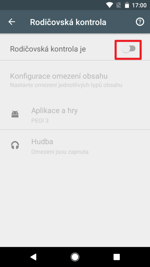 Povolte rodičovskou kontrolu