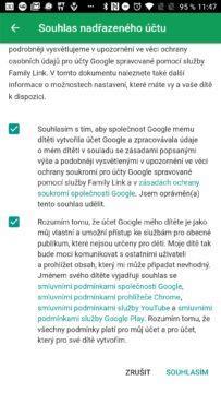 Souhlas s podmínkami Google Family Link