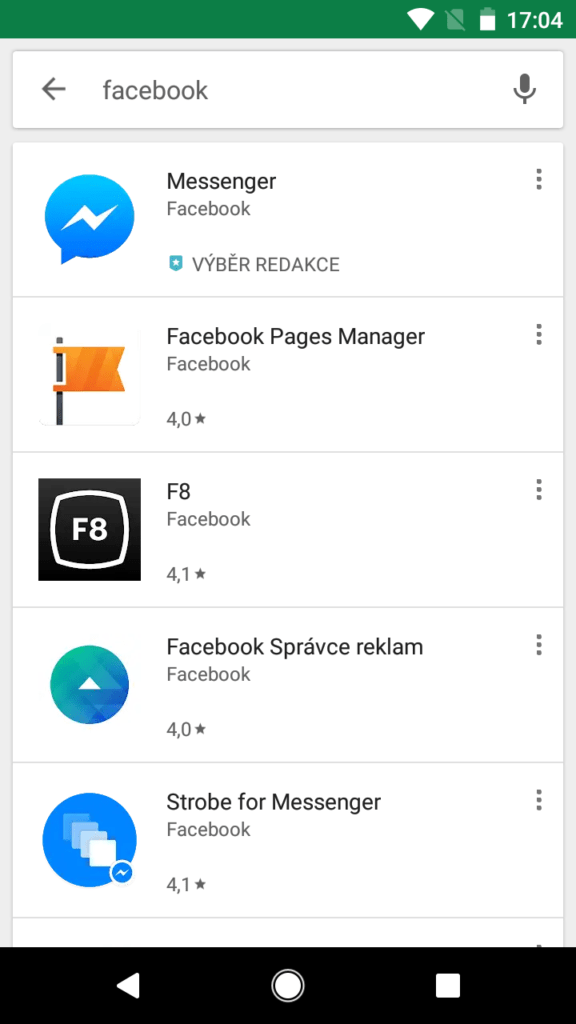 Ve výsledcích nejsou všechny aplikace