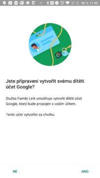 Vytvoření dětského účtu Google Family Link