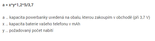 Vzoreček pro výpočet požadované kapacity baterie