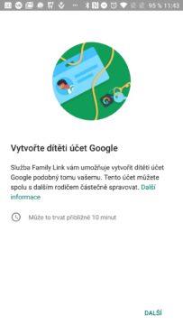 Založení dětského účtu Google Family Link