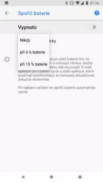 nastaveni sporice baterie a lepší vydrz mobilu