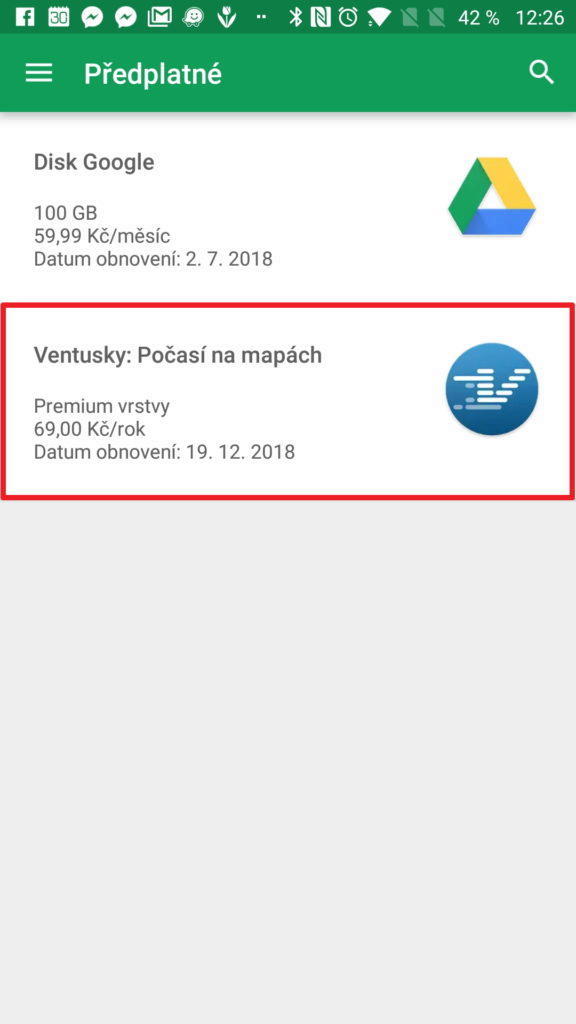 Informace o předplatném