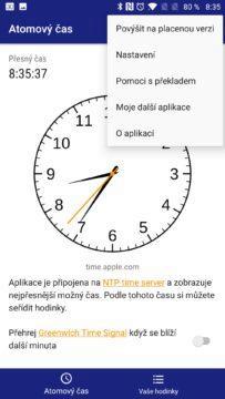 Atomic Clock & Watch Accuracy Tool Kontextová nabídka aplikace