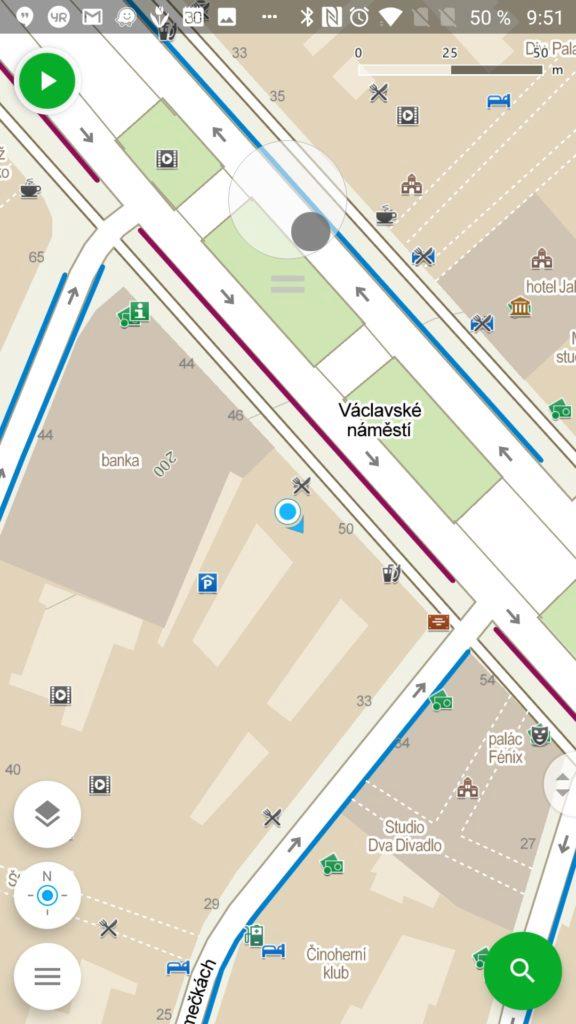 Mapy.cz a procházka po Václavském náměstí Fake GPS Joystick