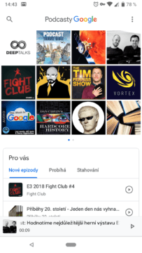 Podcasty Google aplikace