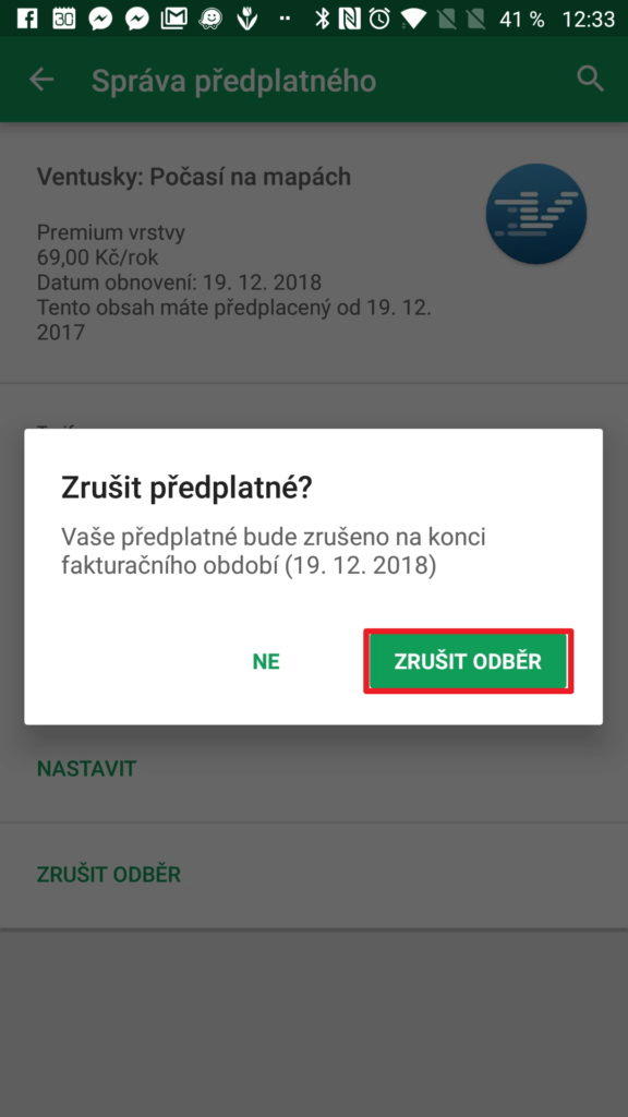 Chcete předplatné zrušit?