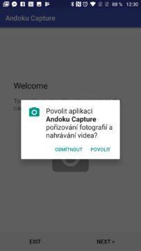 Andoku Capture Požadavek na přístup k fotoaparátu