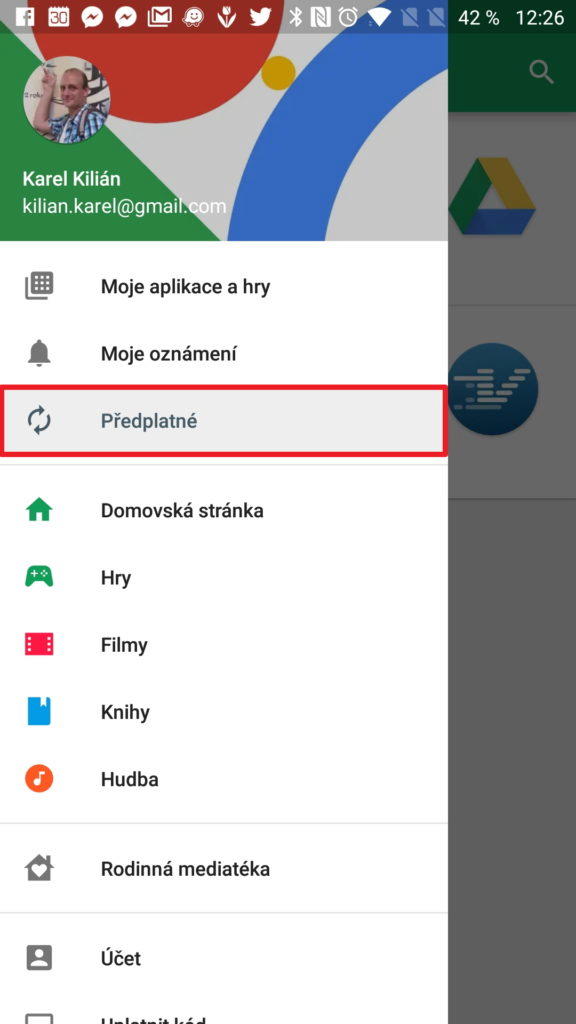 Sekce Předplatné