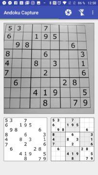 Sudoku bylo rozpoznáno Andoku Capture