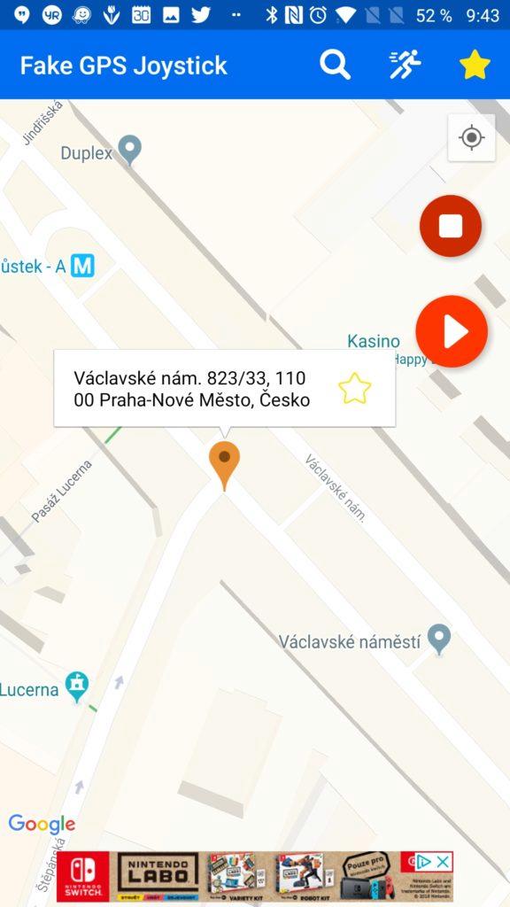 Umístění špendlíku Fake GPS Joystick