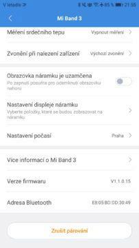 Xiaomi Mi Band 3 notifikace