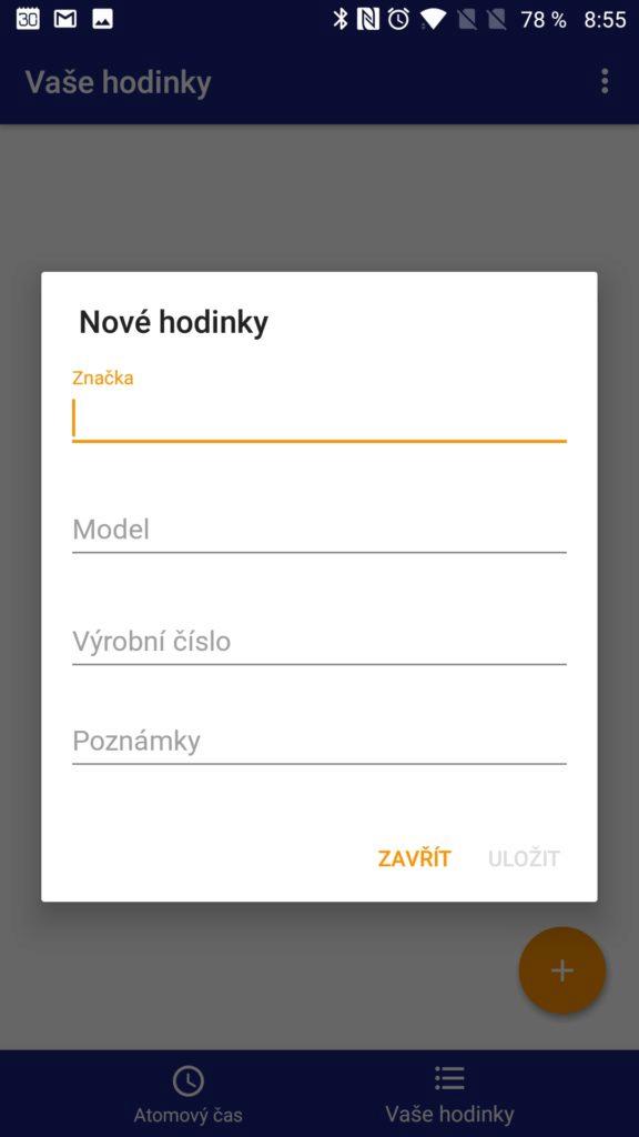Atomic Clock & Watch Accuracy Tool Zadání hodinek do seznamu