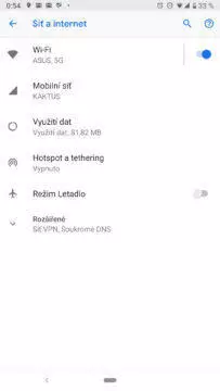 android nastaveni sit a internet