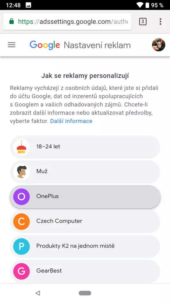 google nastaveni reklam