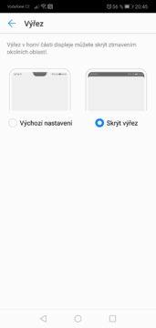 Huawei P20 lite nastavení výřezu