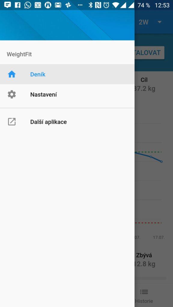 Postranní nabídka WeightFit