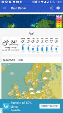 Rain Radar Předpověď počasí na týden