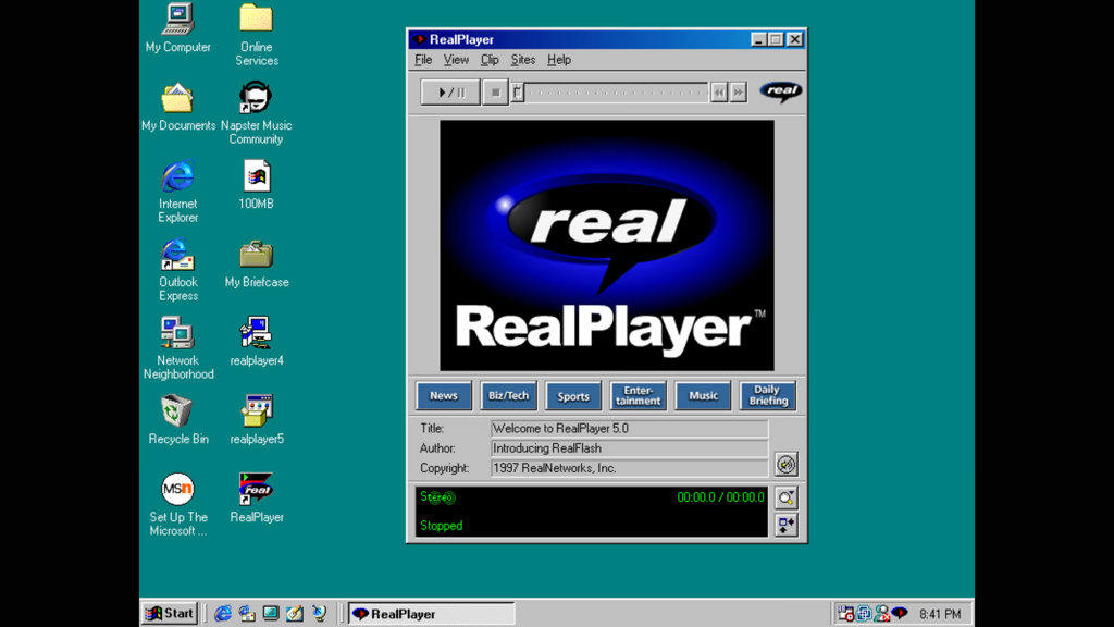 Přehrávač Real Player dominoval na počátku roku 2000