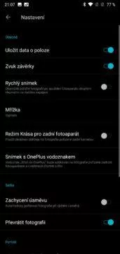 nastaveni fotoaparatu oneplus 6