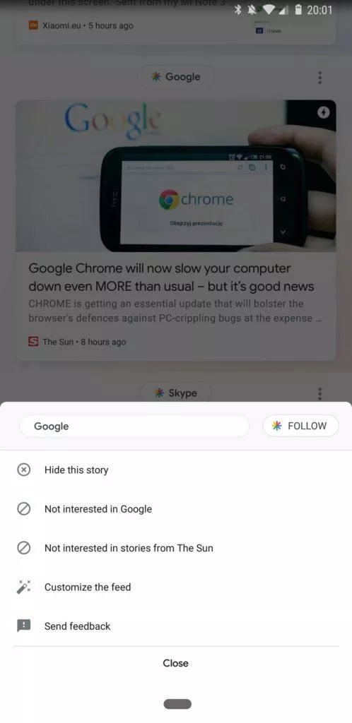 rozhrani google feed novy design