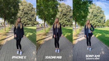 srovnani fotografii apple iphone x vs xiaomi mi 8 modelka na ceste