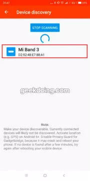 vyhledani naramku xiaomi mi band 3 cestina