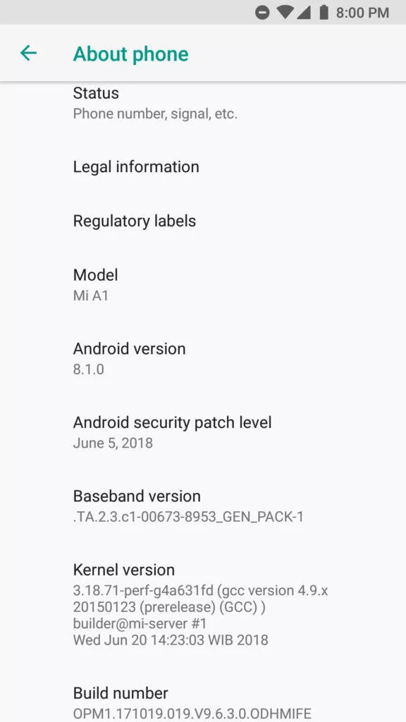 xiaomi mi a1 android oreo 8.1