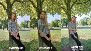 zrcadlovka vs oneplus 6 vs xiaomi mi 8 fototest - modelka u stromu