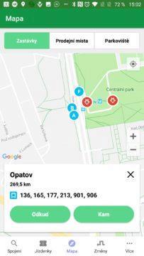 Mapa zastávek MHD PID lítačka