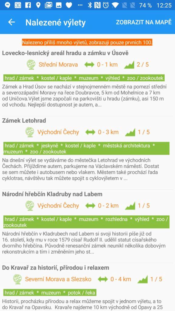 Ven každý den Nalezené výlety v seznamu