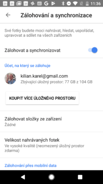 Nastavení zálohování a synchronizace