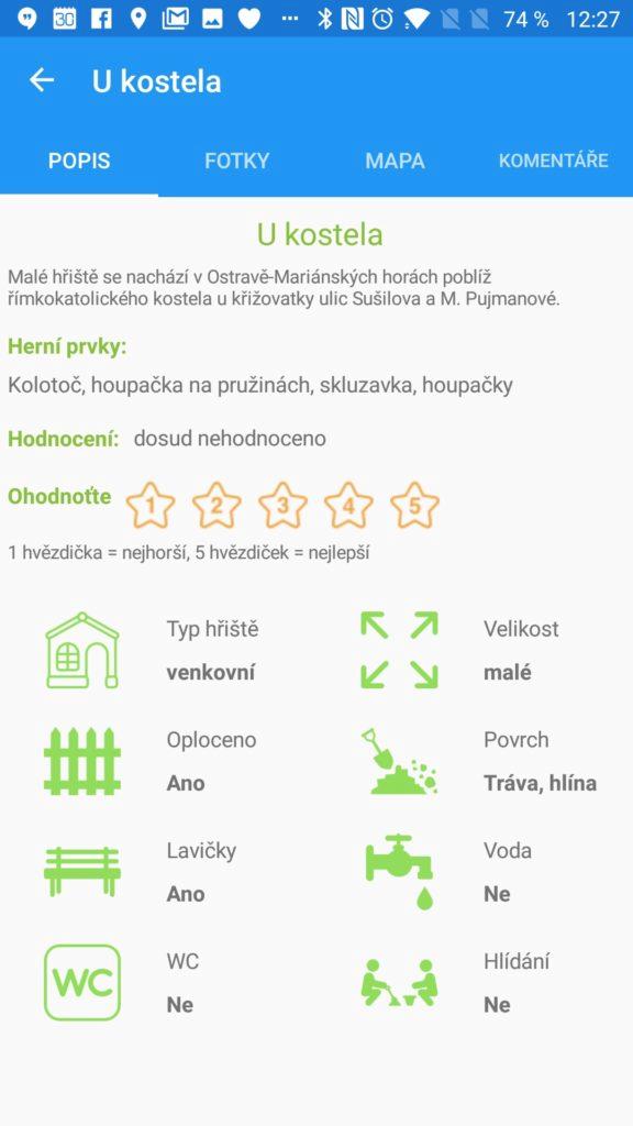 Podrobnosti o hřištích Ven každý den