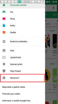 V postranní nabídce klepněte na Nastavení