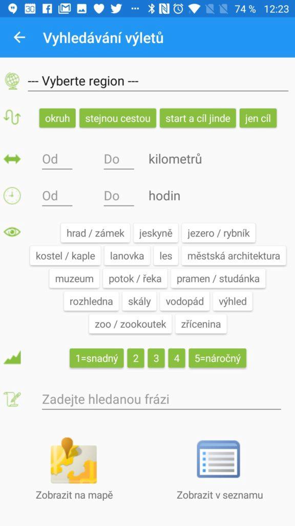 Ven každý den Vyhledávání výletů