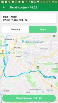 Zobrazení v mapě PID lítačka