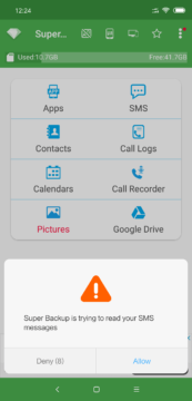 Záloha SMS vyžaduje přístup ke zprávám