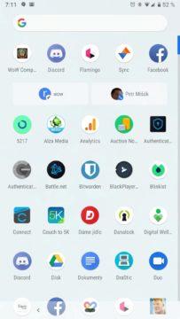 android 9 pie menu s aplikacemi