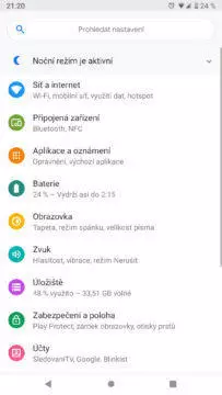 Android 9 Pie nastaveni