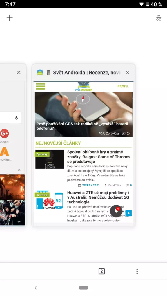 chrome spodni lista