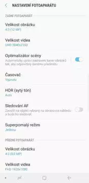 nastaveni fotoaparatu samsung galaxy note 9