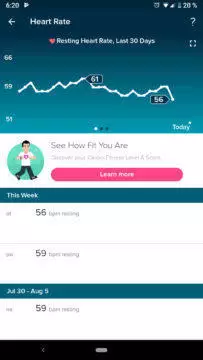 senzor tepu fitbit aplikace