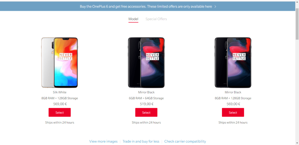 oneplus prodává své telefony na svém webu