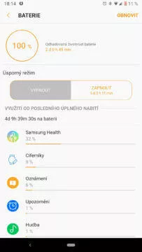 Samsung galaxy watch chytre hodinky baterie