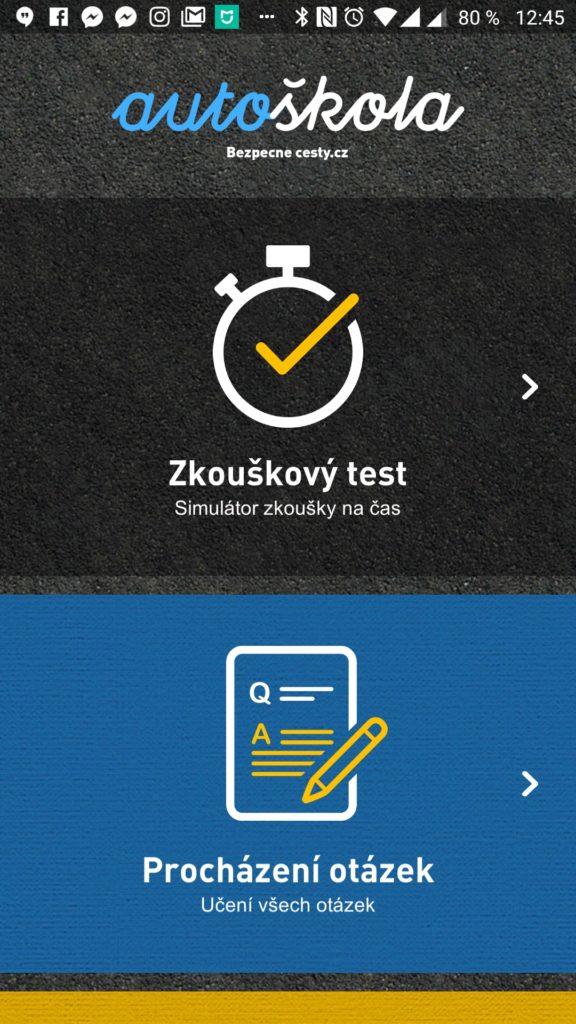 Zkouškový test a Procházení otázek