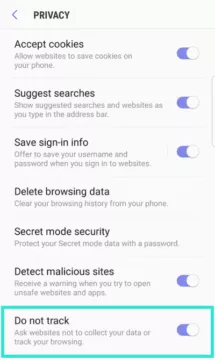 do not track samsung prohlizec