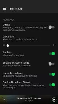 spotify offline nastaveni